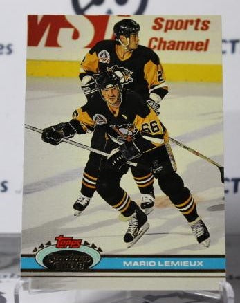 MARIO LEMIEUX # 174 TOPPS STADIUM CLUB  1991-92 PITTSBURGH PENGUINS NHL HOCKEY TRADING CARD