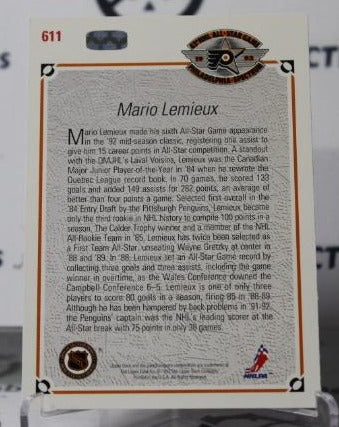 MARIO LEMIEUX # 611 UPPER DECK 1991-92 PITTSBURGH PENGUINS NHL HOCKEY TRADING CARD