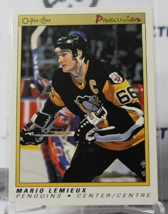 MARIO LEMIEUX #63 O-PEE CHEE PREMIER 1990-91 PITTSBURGH PENGUINS NHL HOCKEY TRADING CARD
