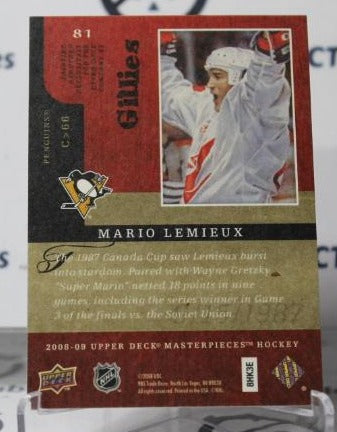 MARIO LEMIEUX # 81 UPPER DECK MASTERPIECES 2008-09 PITTSBURGH PENGUINS NHL HOCKEY TRADING CARD