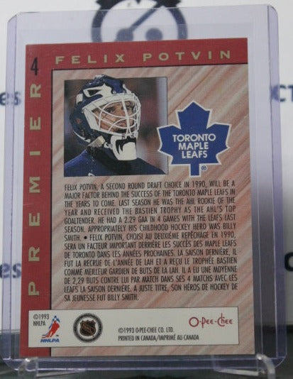 1992-93 O-PEE-CHEE PREMIER FELIX POTVIN # 4 TOP ROOKIE TORONTO MAPLE LEAFS NHL HOCKEY CARD