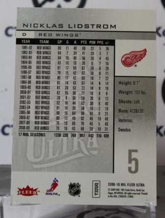 NICKLAS LIDSTROM # 55 FLEER ULTRA  2009-10 DETROIT RED WINGS NHL HOCKEY TRADING CARD