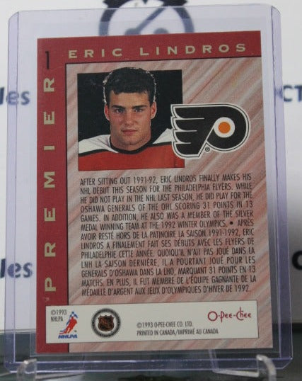 1992-93  O-PEE CHEE PREMIER ERIC LINDROS # 1 TOP ROOKIE PHILADELPHIA FLYERS NHL HOCKEY CARD