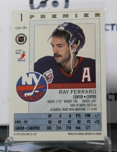 1992-93 O-PEE CHEE PREMIER RAY FERRARO # 1  STAR PERFORMERS NEW YORK ISLANDERS NHL HOCKEY CARD