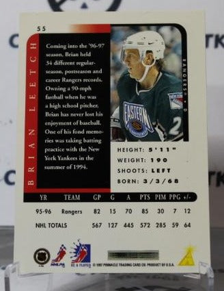 BRIAN LEETCH # 55 PINNACLE 1996-97 NEW YORK RANGERS NHL HOCKEY TRADING CARD