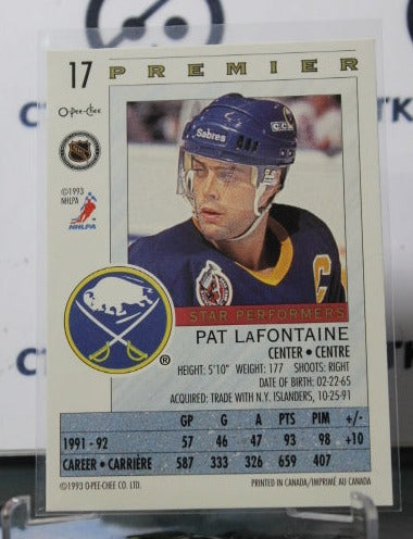 1992-93 O-PEE CHEE PREMIER PAT LAFONTAINE # 17 STAR PERFORMERS BUFFALO SABRES NHL HOCKEY TRADING CARD