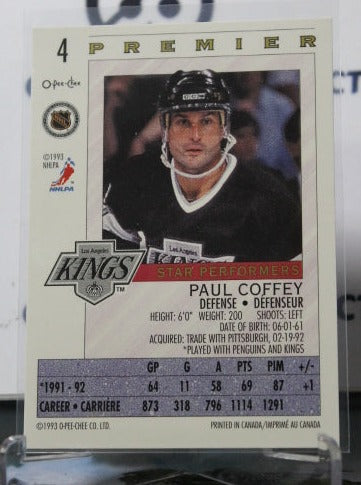 1992-93 O-PEE CHEE PREMIER PAUL COFFEY # 4  L A KINGS NHL  HOCKEY CARD