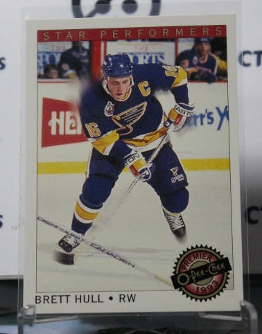 1992-93 O-PEE CHEE PREMIER BRETT HULL # 21 STAR PERFORMERS ST. LOUIS BLUES NHL HOCKEY CARD