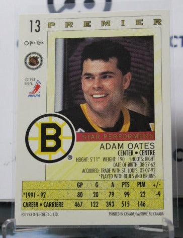 1992-93 O-PEE-CHEE PREMIER ADAM OATES # 13 STAR PERFORMERS  BOSTON BRUINS NHL HOCKEY CARD