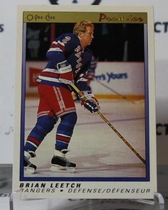 BRIAN LEETCH # 61 O-PEE CHEE PREMIER 1990-91 NEW YORK RANGERS NHL HOCKEY TRADING CARD