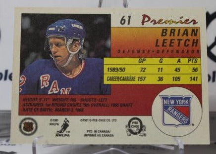 BRIAN LEETCH # 61 O-PEE CHEE PREMIER 1990-91 NEW YORK RANGERS NHL HOCKEY TRADING CARD