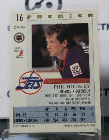 1992-93 O-PEE-CHEE PREMIER PHIL HOUSLEY # 16 STAR PERFORMERS WINNIPEG JETS HOCKEY CARD