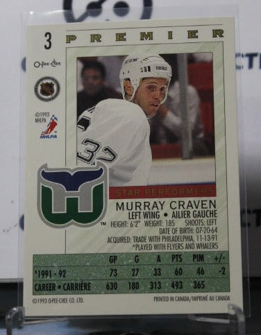 1992-93 O-PEE CHEE PREMIER MURRAY CRAVEN # 3 STAR PERFORMERS  HARTFORD WHALERS  NHL HOCKEY TRADING CARD