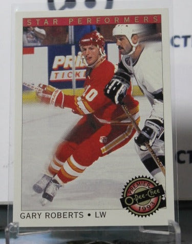 1992-93 O-PEE CHEE PREMIER GARY ROBERTS # 14 STAR PERFORMERS  CALGARY FLAMES  NHL HOCKEY TRADING CARD