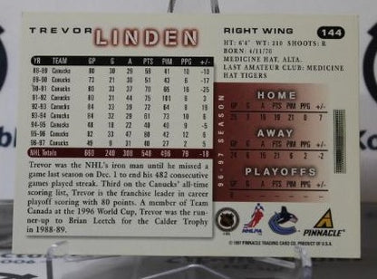 TREVOR LINDEN # 144  SCORE 1997-98 VANCOUVER CANUCKS NHL HOCKEY TRADING CARD