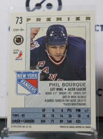 1992-93 O-PEE-CHEE PREMIER PHIL BOURQUE # 73 NEW YORK RANGERS  NHL HOCKEY CARD