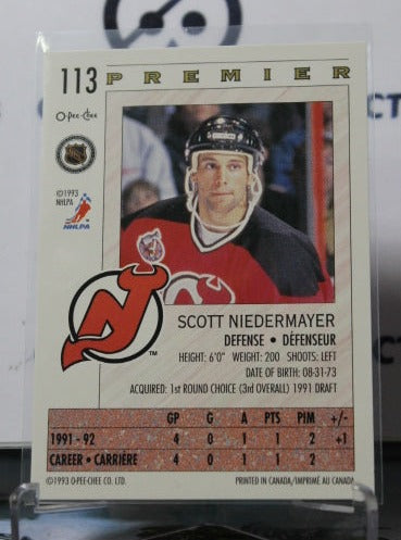 1992-93 O-PEE-CHEE PREMIER  SCOTT NIEDERMAYER # 113  NEW JERSEY DEVILS  NHL HOCKEY TRADING CARD