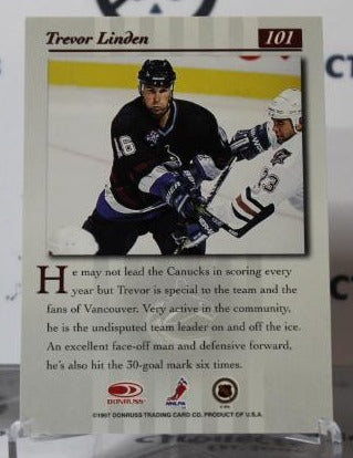 TREVOR LINDEN # 101 DONRUSS  1997-98 VANCOUVER CANUCKS NHL HOCKEY TRADING CARD