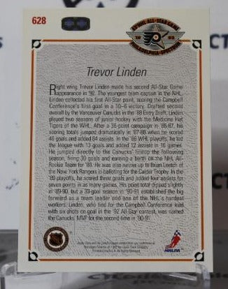 TREVOR LINDEN # 628 UPPER DECK  1991-92 VANCOUVER CANUCKS NHL HOCKEY TRADING CARD