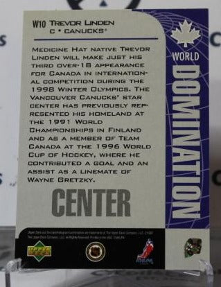 TREVOR LINDEN # W10 UPPER DECK 1997-98 VANCOUVER CANUCKS NHL HOCKEY TRADING CARD