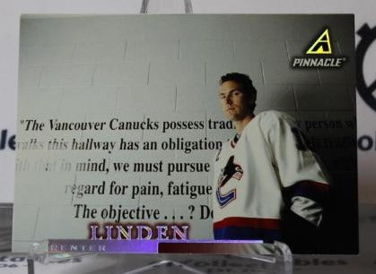 TREVOR LINDEN # 106 PINNACLE 1997-98 VANCOUVER CANUCKS NHL HOCKEY TRADING CARD