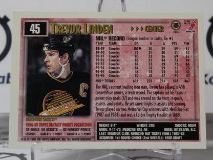 TREVOR LINDEN # 45 TOPPS CHROME 1996-97 VANCOUVER CANUCKS NHL HOCKEY TRADING CARD