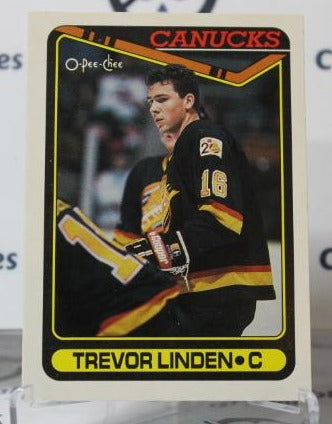 TREVOR LINDEN # 225 O-PEE CHEE 1990-91 VANCOUVER CANUCKS NHL HOCKEY TRADING CARD