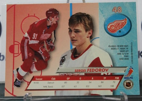 1992-93 FLEER ULTRA SERGEI FEDOROV # 48  DETROIT RED WINGS NHL HOCKEY TRADING CARD