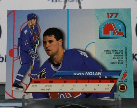 1992-93 FLEER ULTRA  OWEN NOLAN # 177  QUEBEC NORDIQUES NHL HOCKEY CARD