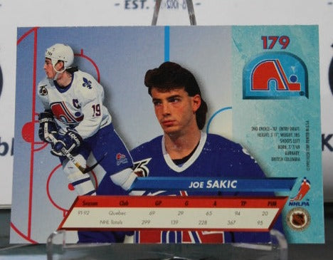 1992-93 FLEER ULTRA  JOE SAKIC # 179  QUEBEC NORDIQUES NHL HOCKEY CARD