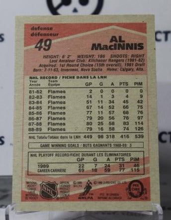 AL MACINNIS # 49 O-PEE CHEE 1989-90 CALGARY FLAMES  NHL HOCKEY TRADING CARD