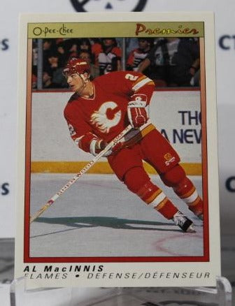 1990-91 O-PEE CHEE PREMIER AL MACINNIS # 65  CALGARY FLAMES  NHL HOCKEY TRADING CARD