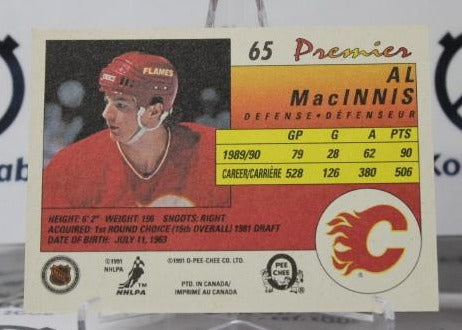 1990-91 O-PEE CHEE PREMIER AL MACINNIS # 65  CALGARY FLAMES  NHL HOCKEY TRADING CARD