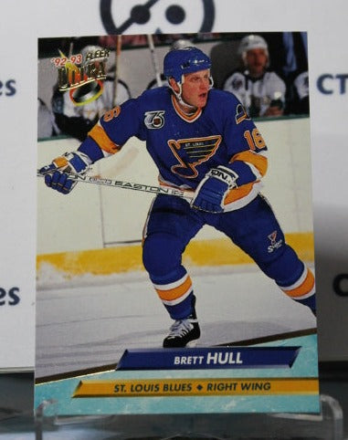 1992-93 FLEER ULTRA  BRETT HULL # 186  ST. LOUIS BLUES NHL HOCKEY CARD