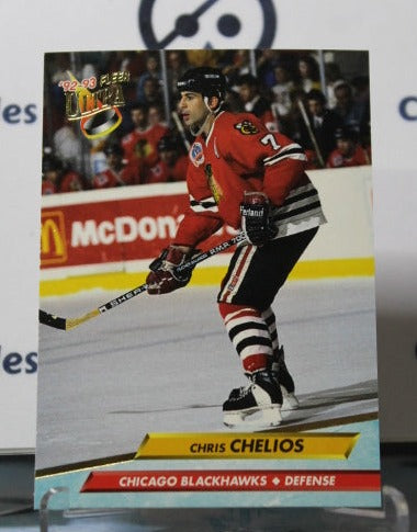 1992-93 FLEER ULTRA CHRIS CHELIOS # 34  CHICAGO BLACKHAWKS NHL HOCKEY CARD