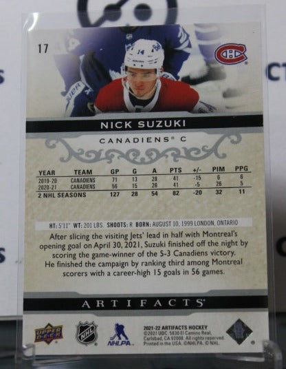 2021-22 UPPER DECK ARTIFACTS NICK SUZUKI # 17 MONTREAL CANADIENS HOCKEY CARD