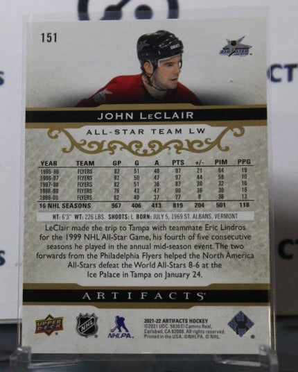 2021-22 UPPER DECK ARTIFACTS JOHN LECLAIR # 151 ALL-STAR ROSE GOLD PHILADELPHIA FLYERS NHL HOCKEY  CARD