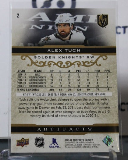 2021-22 UPPER DECK ARTIFACTS ALEX TUCH # 2  ROSE GOLD NHL GOLDEN KNIGHTS HOCKEY CARD