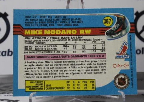 MIKE MODANO # 367 O-PEE CHEE 1991-92 MINNESOTA NORTH STARS NHL HOCKEY TRADING CARD