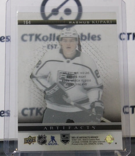 2021-22 UPPER DECK RASMUS KUPARII # 164 ROOKIE CLEAR CUT  L A KINGS NHL HOCKEY CARD