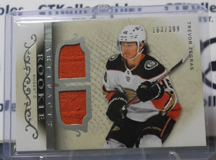 2021-22 UPPER DECK ARTIFACTS  TREVOR ZEGRAS # 166 SILVER ROOKIE PATCH 163/399 ANAHEIM DUCKS NHL HOCKEY CARD