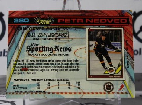 PETER NEDVED # 280 TOPPS STADIUM CLUB 1991-92 VANCOUVER CANUCKS NHL HOCKEY TRADING CARD