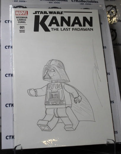 STAR WARS KANAN THE LAST PADAWAN  # 001 SKETCH COVER SIGNED DARTH VADER MARVEL COMIC BOOK  2015