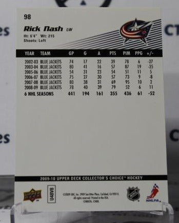 RICK NASH # 98 UPPER DECK 2009-10 COLUMBUS BLUE JACKETS NHL HOCKEY TRADING CARD