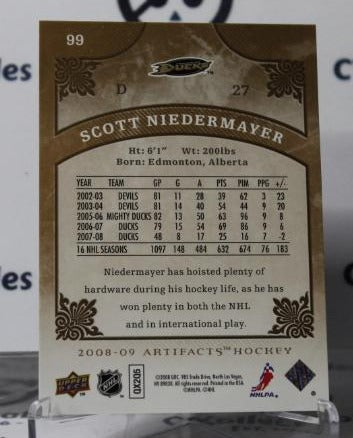 SCOTT NIEDERMAYER # 99 UPPER DECK ARTIFACTS 2008-09 ANAHEIM DUCKS NHL HOCKEY TRADING CARD