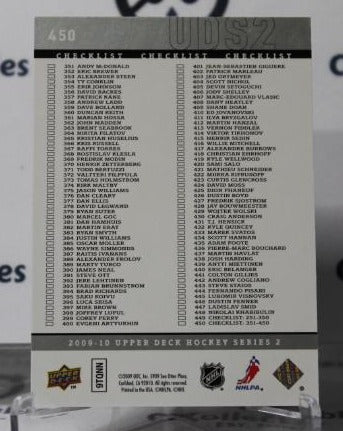 ALEXANDER OVECHKIN # 450 UPPER DECK CHECK LIST 2009-10 WASHINGTON CAPITALS NHL HOCKEY TRADING CARD