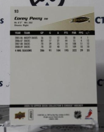 COREY PERRY # 93 UPPER DECK  2009-10 ANAHEIM DUCKS NHL HOCKEY TRADING CARD