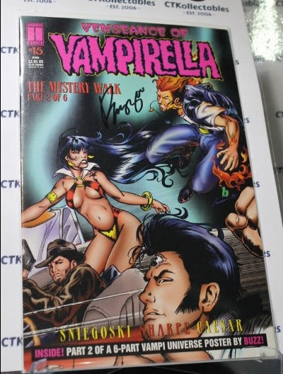 VENGEANCE OF VAMPIRELLA  # 15 PART 2 OF 6 VAMPI UNIVERSE SIGNED BUZZ  HARRIS COMICS  1995