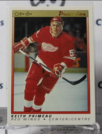 KEITH PRIMEAU # 91 ROOKIE O-PEE CHEE PREMIER 1990-91 DETROIT RED WINGS NHL HOCKEY TRADING CARD