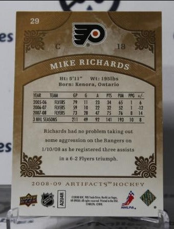 MIKE RICHARDS # 29 UPPER DECK ARTIFACTS 2008-09 PHILADELPHIA FLYERS NHL HOCKEY TRADING CARD
